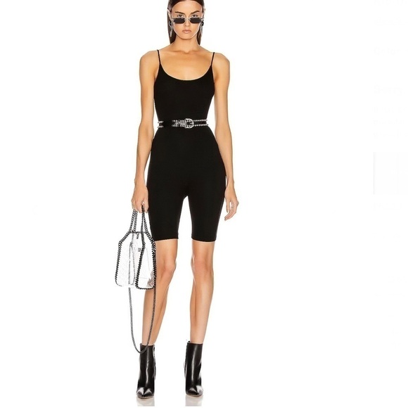 ENZA COSTA Black ribbed unitard short onezie romper size XS - Picture 1 of 9